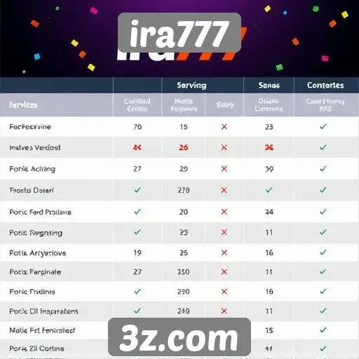 Comparativo entre ira777 e concorrentes
